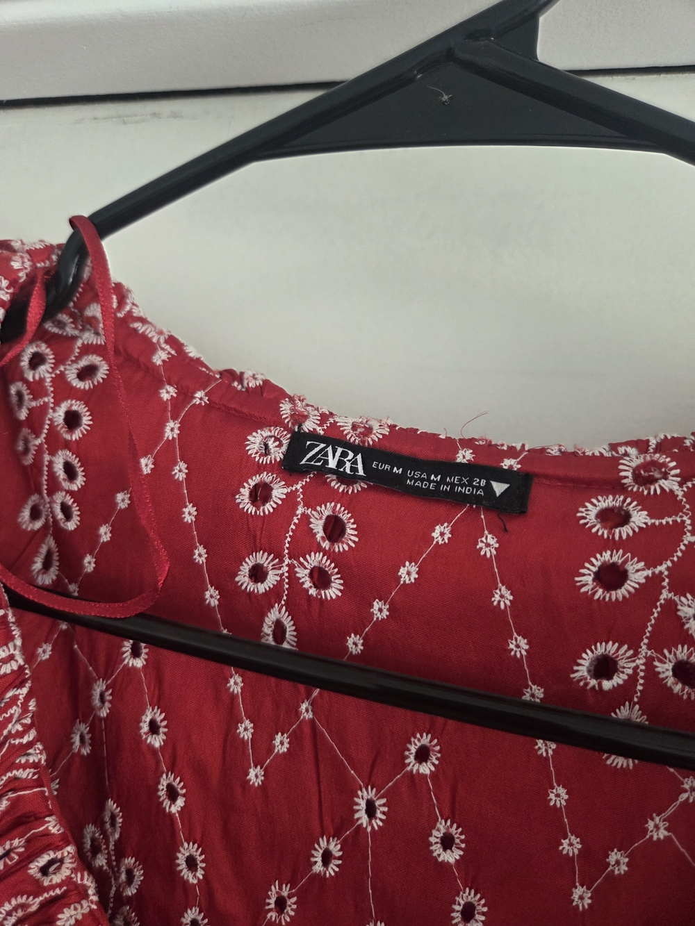 Red Ruffled V-Neck Blouse - Picture 3 of 4